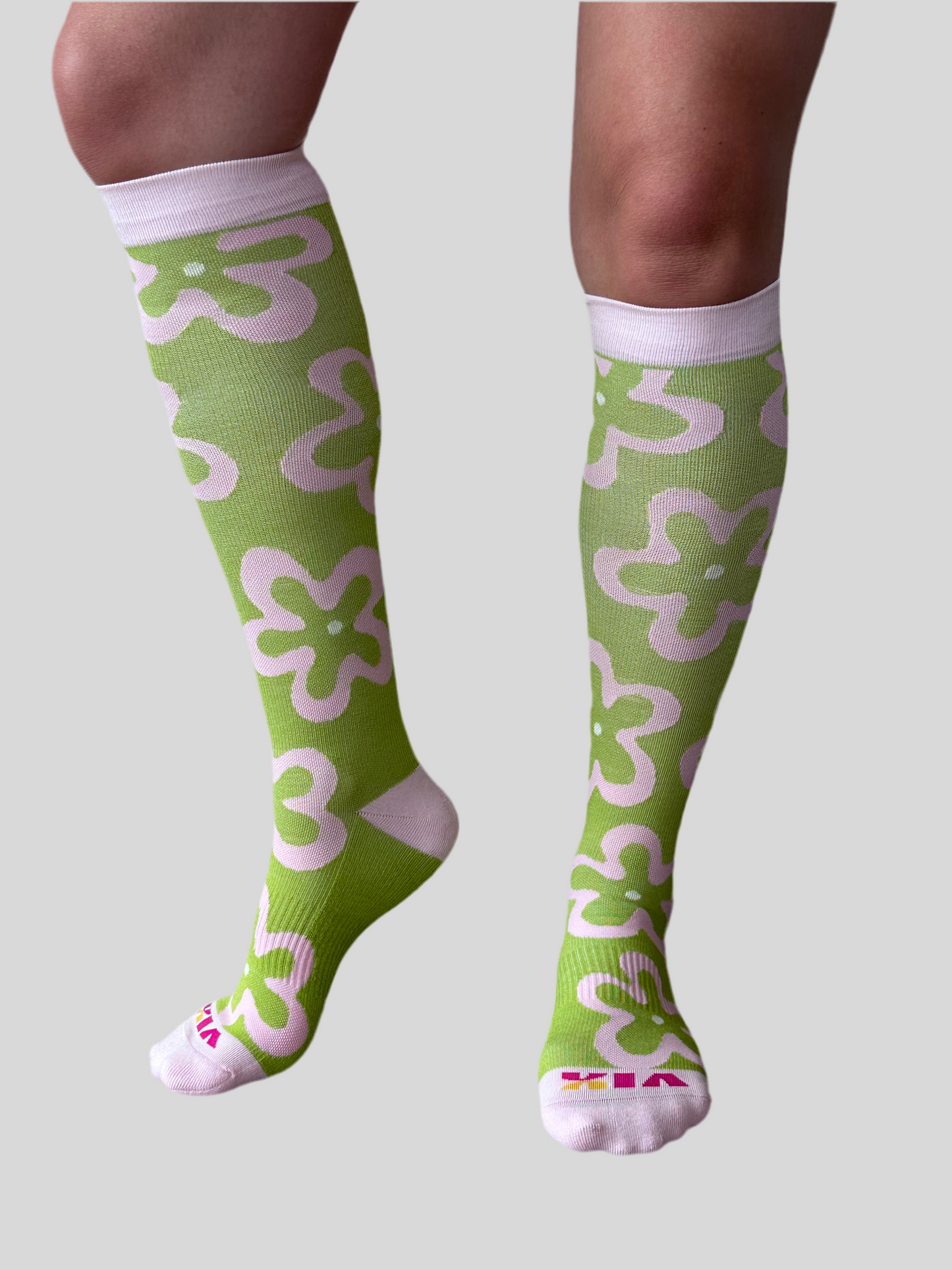 Vix Socks Flower Power Bamboo Compression Socks Turned Legs