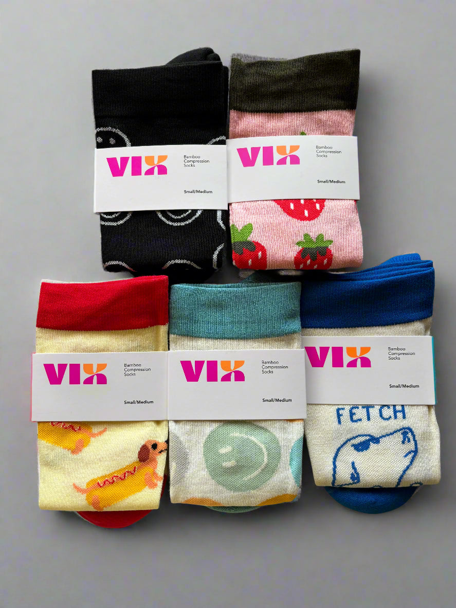 Vix Socks 5 Pack Bamboo Compression Socks Folded