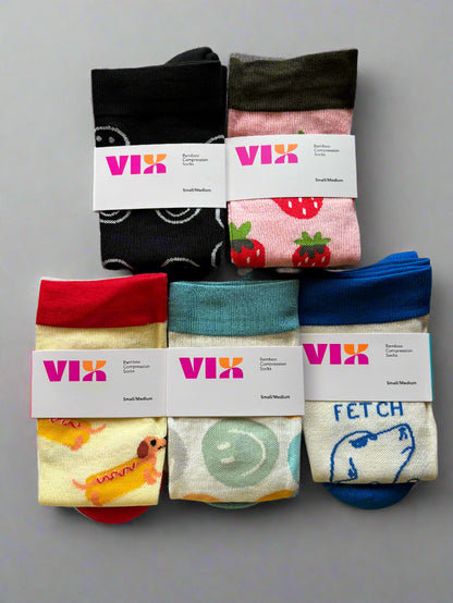 Vix Socks 5 Pack Bamboo Compression Socks Folded