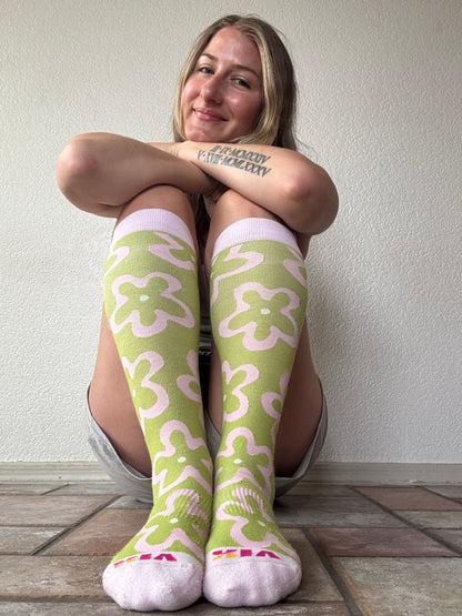 Vix Socks Flower Power Bamboo Compression Socks Modeled